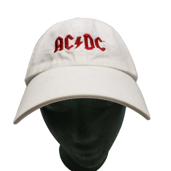 AC DC Hat White Red Logo Embroidered Adjustable Strap KC Caps Cotton - Picture 10 of 13